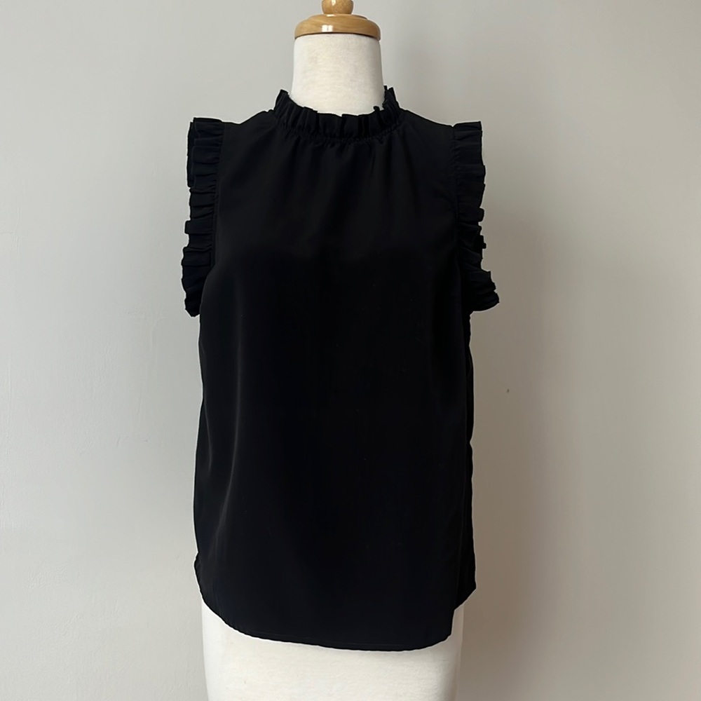 Silky ruffled detail tank top